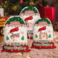 Thumbnail for Personalized Santa Sack - Christmas Gift For Family - Ugly Sweater Pattern Face Photo