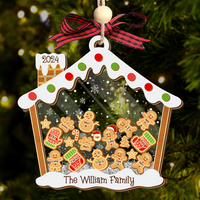 Thumbnail for Personalized Shaker Ornament - Christmas Gift For Family - A Candy House With Gingerbreads