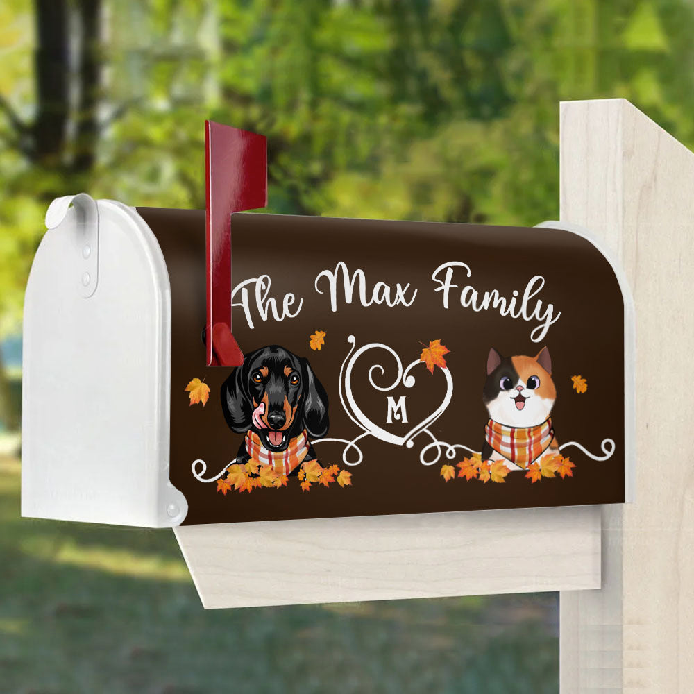 Fall Heart Dog Cat Mailbox Cover, Dog lover Gift