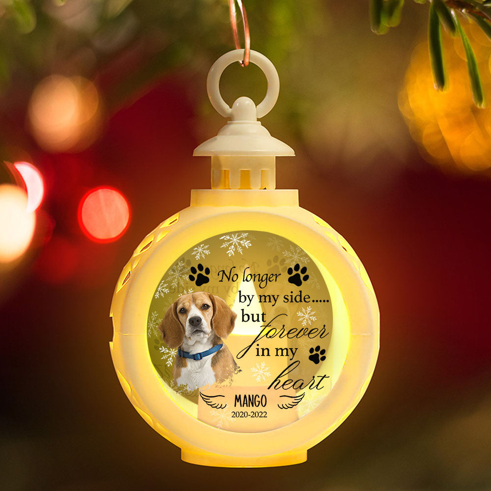 Custom No Longer By Our Side Pet Memorial LED Light Ornament, Memorial Gift