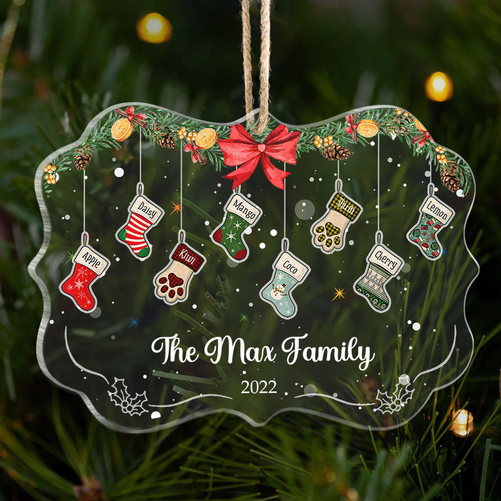 Custom Christmas Stockings Hanging Family Printed Acrylic Ornament, Christmas Gift