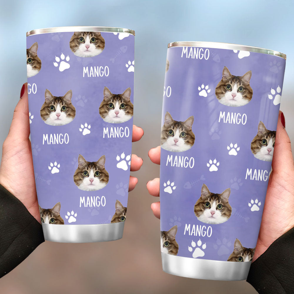 Custom Dog Cat Photo With Name Tumbler, Pet Lover Gift