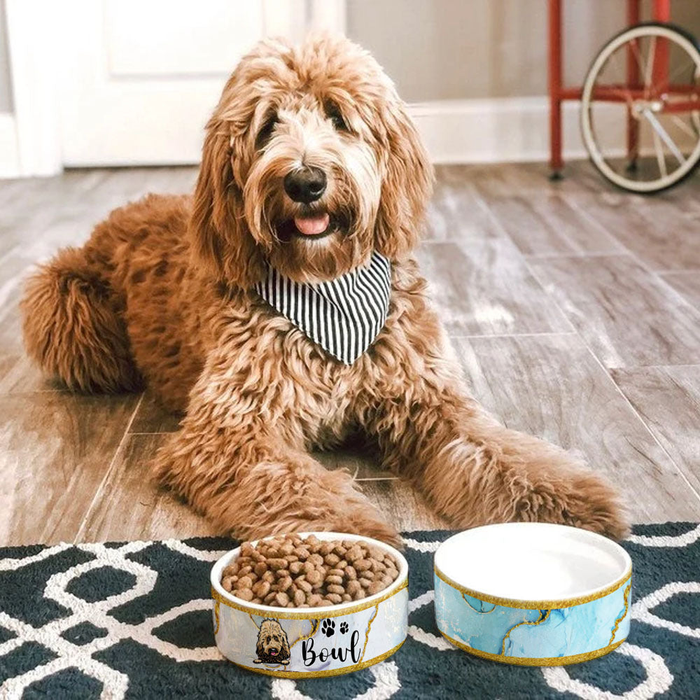 Marble & Gold Glitter Ceramic Bowl: A Gift for Dog Lovers