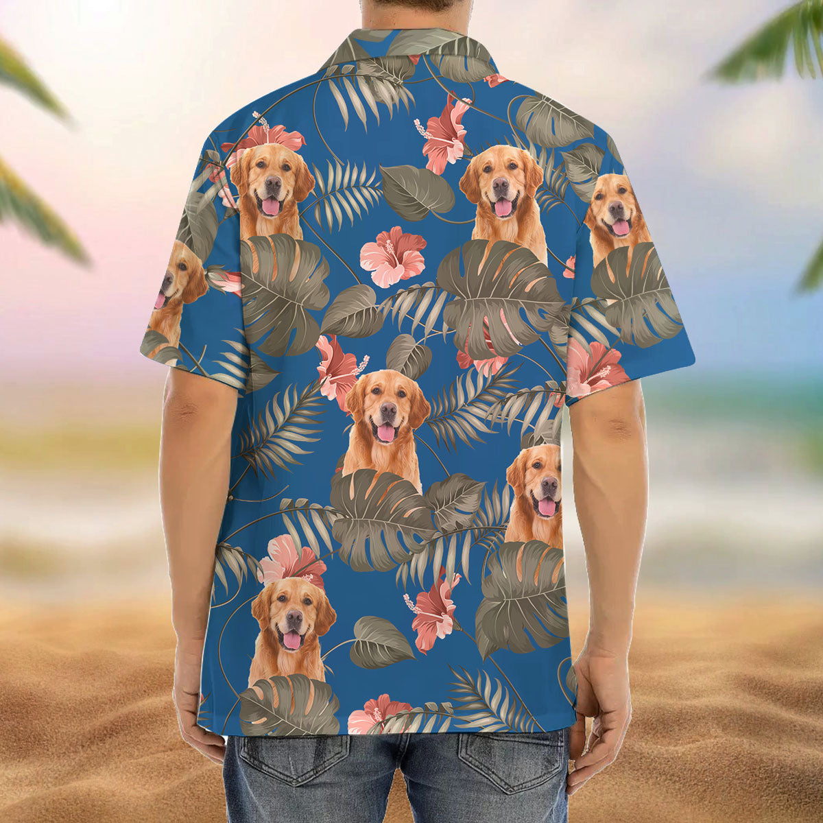 Custom Pet Face Men's Hawaiian Shirt, Dog Lover Gift