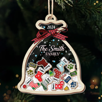 Thumbnail for Personalized Shaker Ornament - Christmas Gift For Family - Santa Sack Ornament With Names