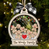 Thumbnail for Personalized Shaker Ornament - Christmas Gift For Family - Gingerbread Family Cookies