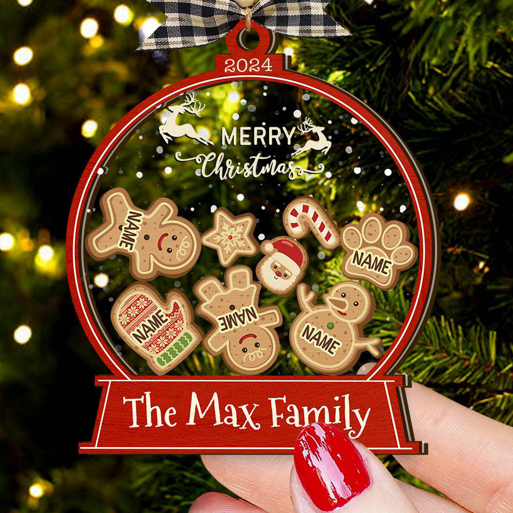 Personalized Shaker Ornament - Christmas Gift For Family - Happy Gingerbread Family