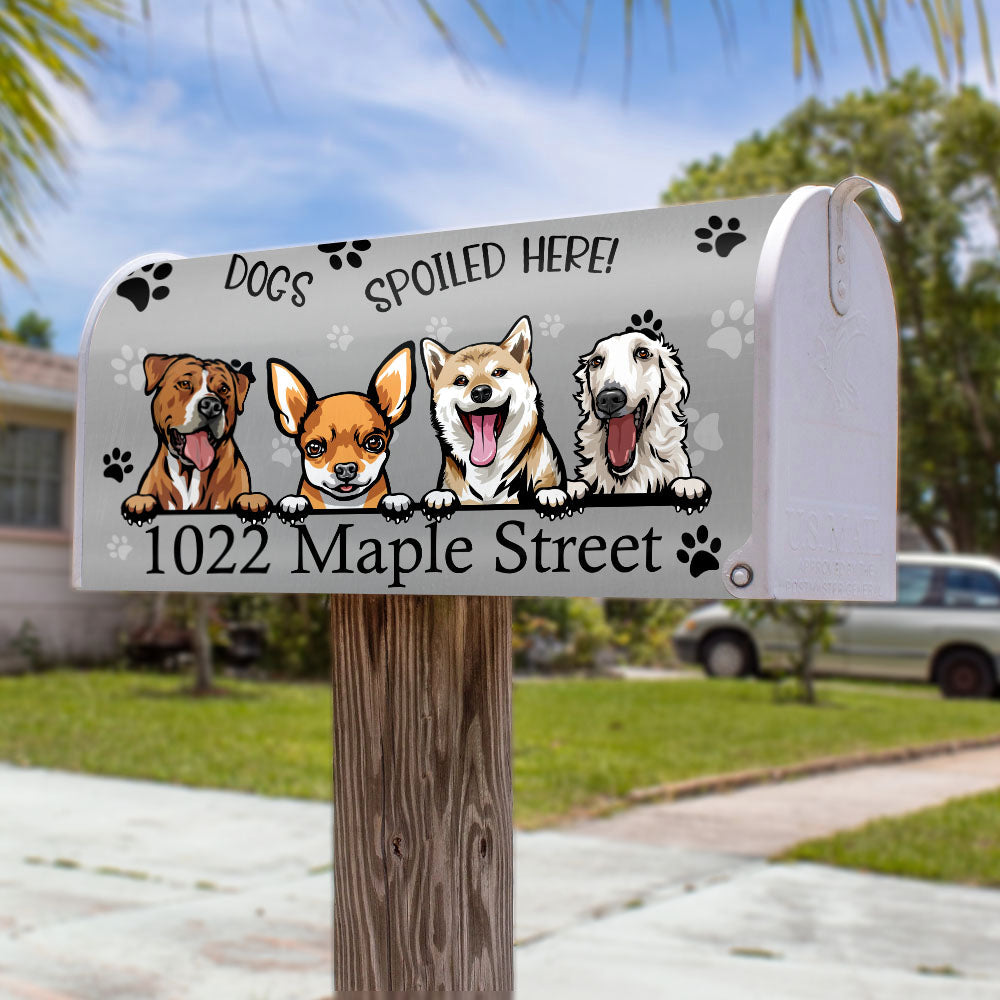 Dogs Spoiled Here House Address Magnetic Mailbox Cover, Personalized Mailbox Cover