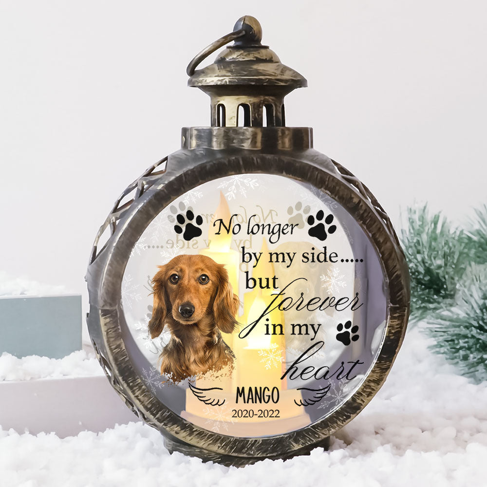 Custom No Longer By Our Side Pet Memorial LED Light Ornament, Memorial Gift