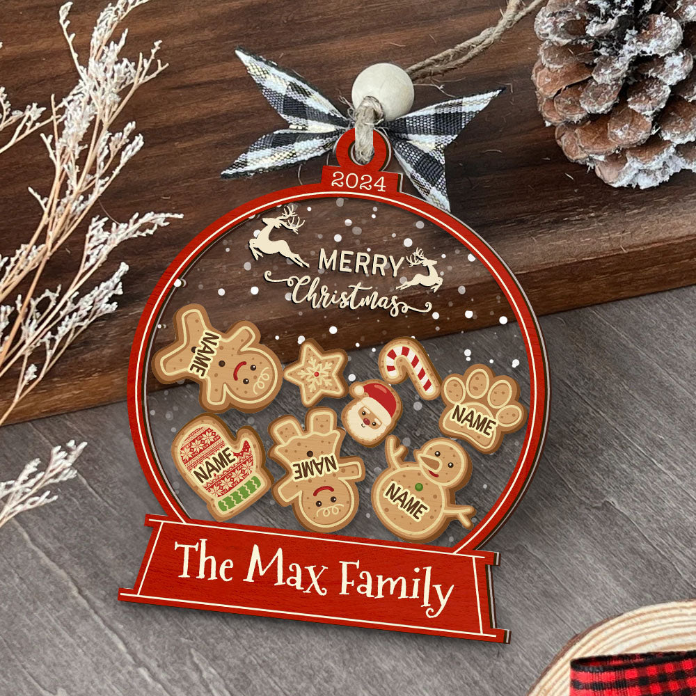 Personalized Shaker Ornament - Christmas Gift For Family - Happy Gingerbread Family