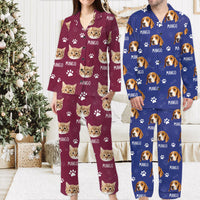 Thumbnail for Custom Paws With Dog Cat Photo Pajamas Set, Pet Lover Gift