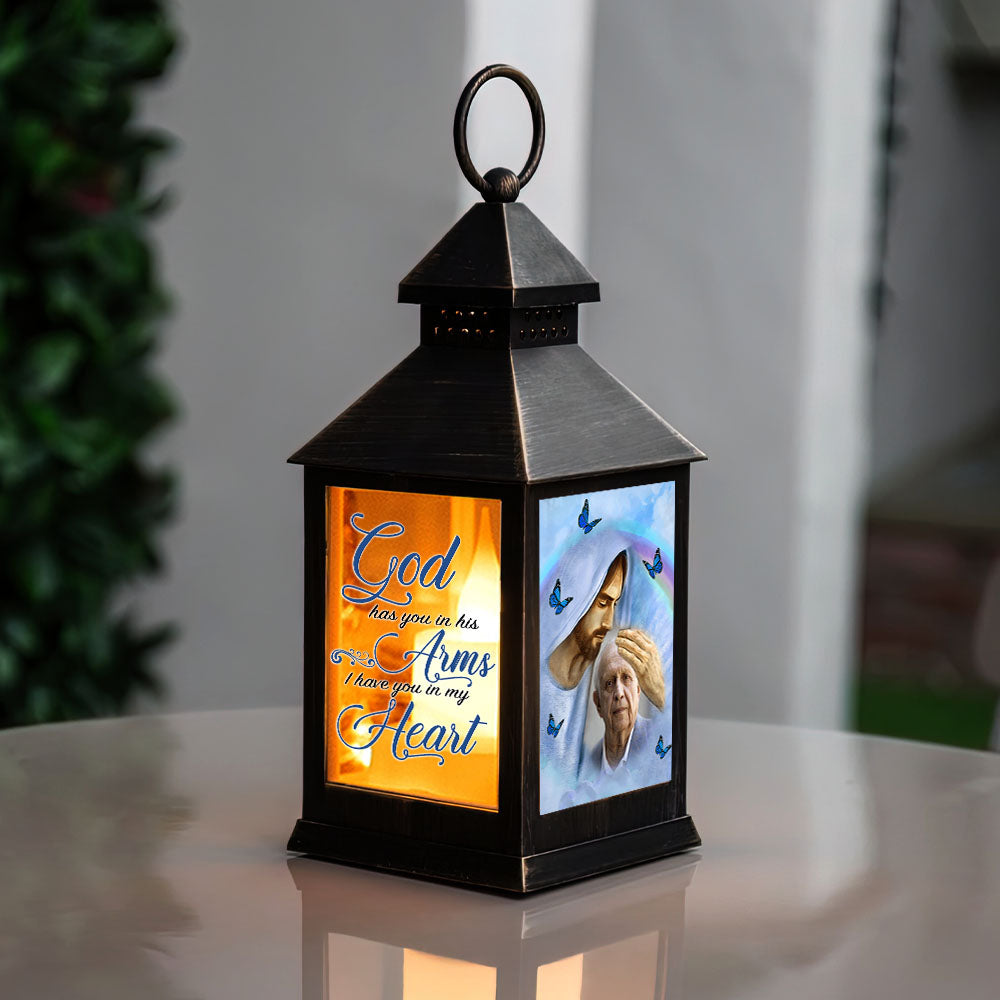 Colorful Background Upload Photo God Has You In His Arms Memorial Lantern II, Memorial Gift