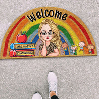 Thumbnail for Custom Welcome Teacher Rainbow Shaped Doormat, Gift For Teacher