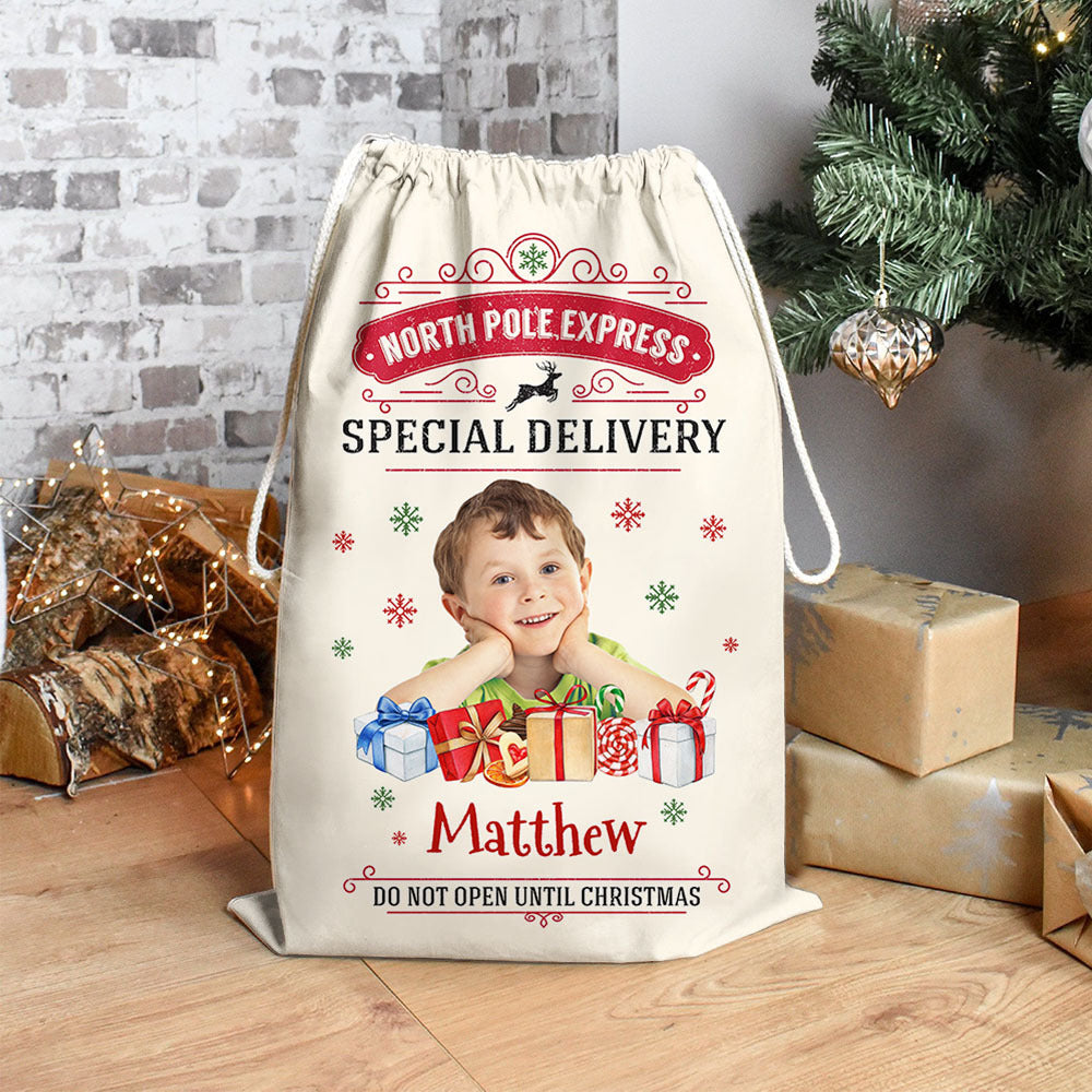 Personalized Christmas Bag - Christmas Gift For Family - Vintage Style With Photo