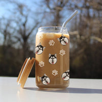 Thumbnail for Custom Photo Face Glass Can With Lid & Straw, Pet Lover Gift