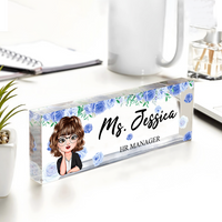 Thumbnail for Personalized Teacher Floral Acrylic Name Plate For Desk, Gift For Teacher