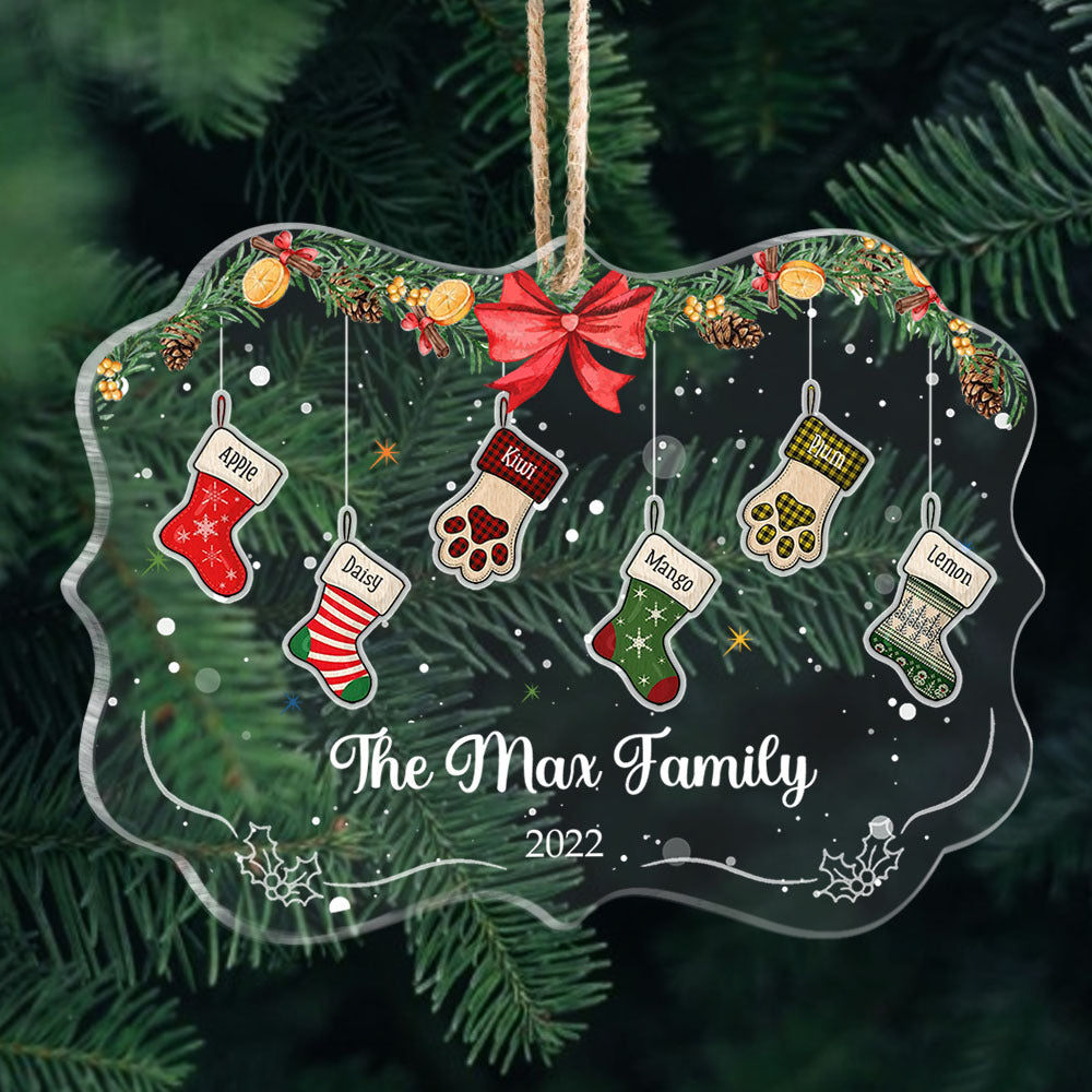 Custom Christmas Stockings Hanging Family Printed Acrylic Ornament, Christmas Gift