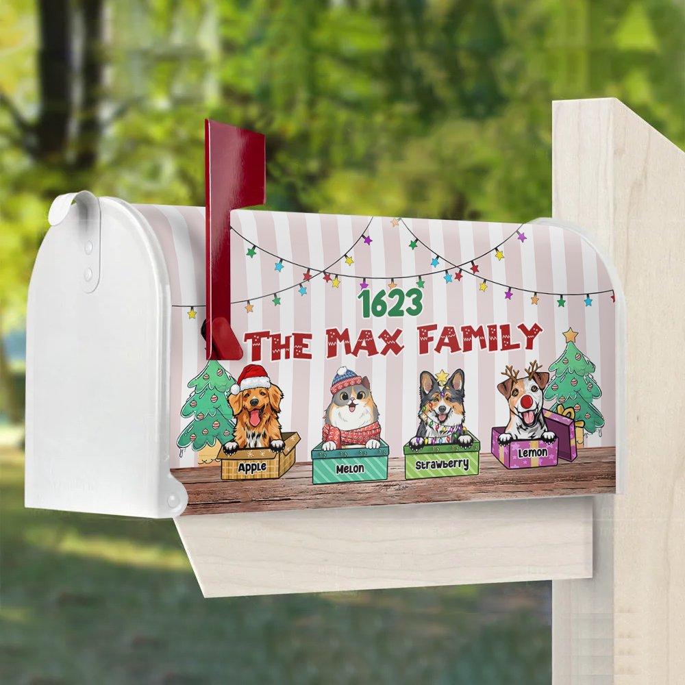 Custom Naughty Cats And Dogs Christmas Mailbox Cover, Christmas Gift