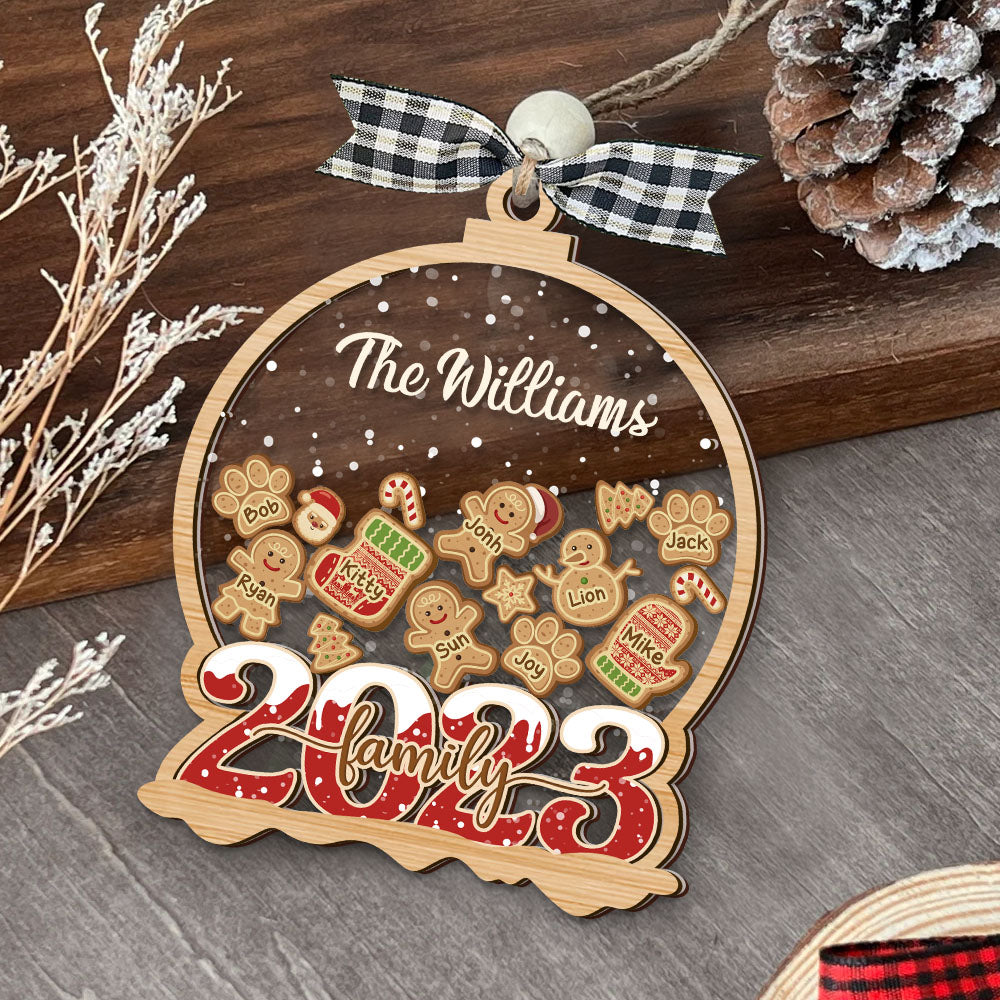 Personalized Shaker Ornament - Christmas Gift For Family - Family 2023 With Gingerbreads