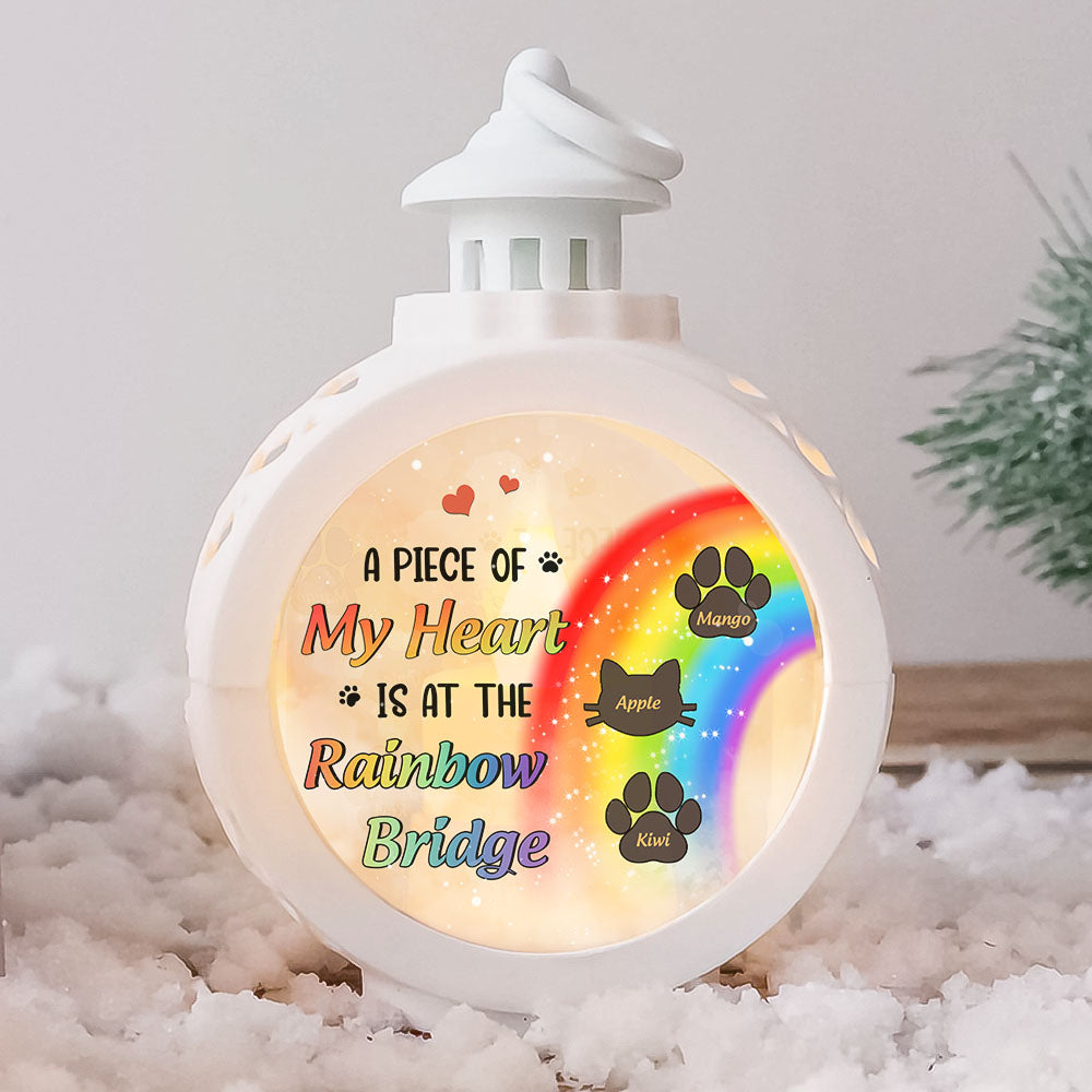 Custom Memorial Dog & Cat Rainbow Bridge LED Light Ornament, Christmas Gift For Dog Lovers