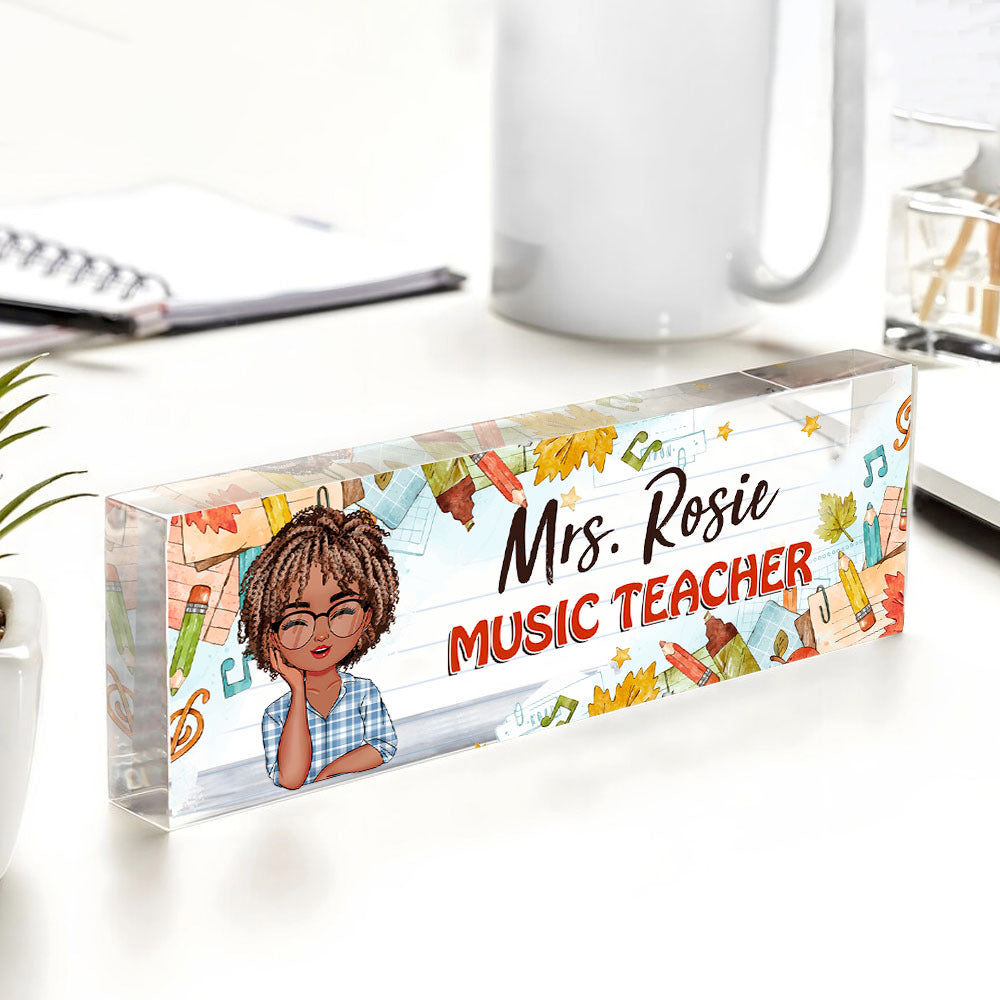 Custom Happy Teacher Name Acrylic Desk Name Plate, Gift For Teacher