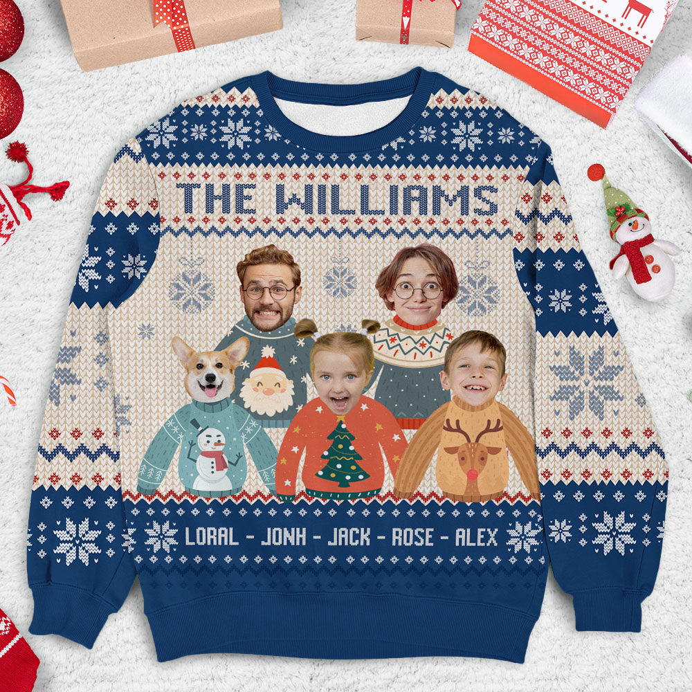 Personalized Ugly Christmas Sweater - Christmas Gift For Family - Funny Family Photo