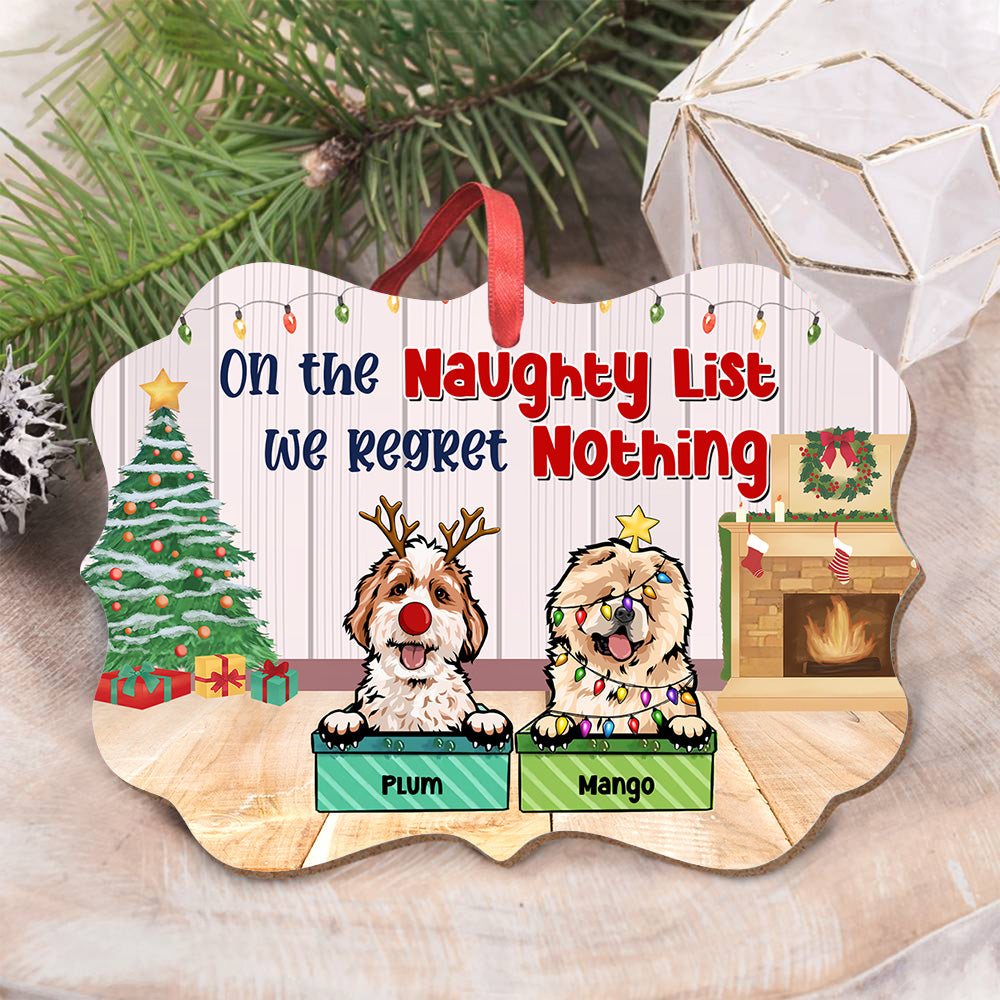 On The Naughty List Personalized Dog Christmas MDF Ornament, Customized Holiday Ornament