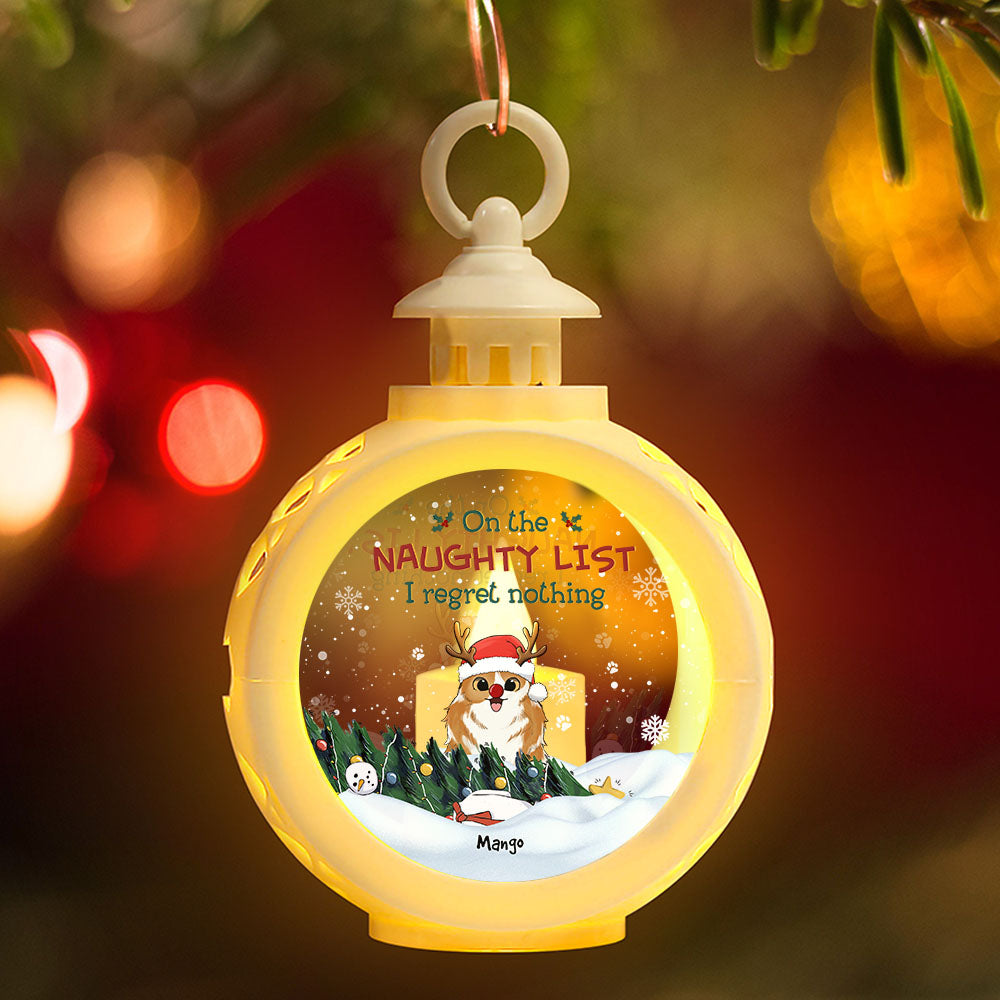 On The Naughty List Dog Cat Christmas LED Light Ornament, Christmas Gift