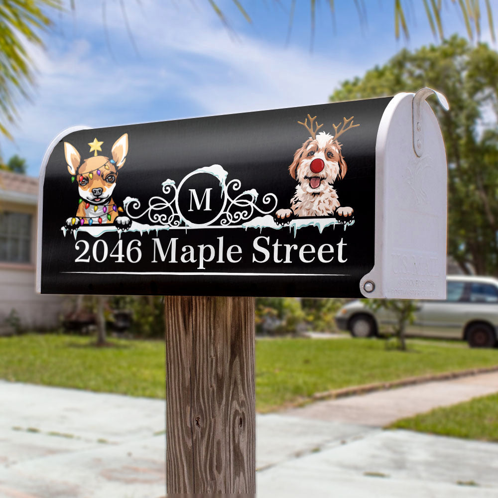 Personalized Mailbox Cover - Christmas Gift For Pet Lover - Address With Dog Cat