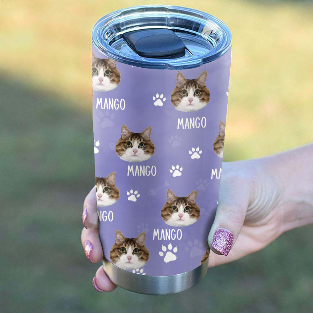 Custom Dog Cat Photo With Name Tumbler, Pet Lover Gift