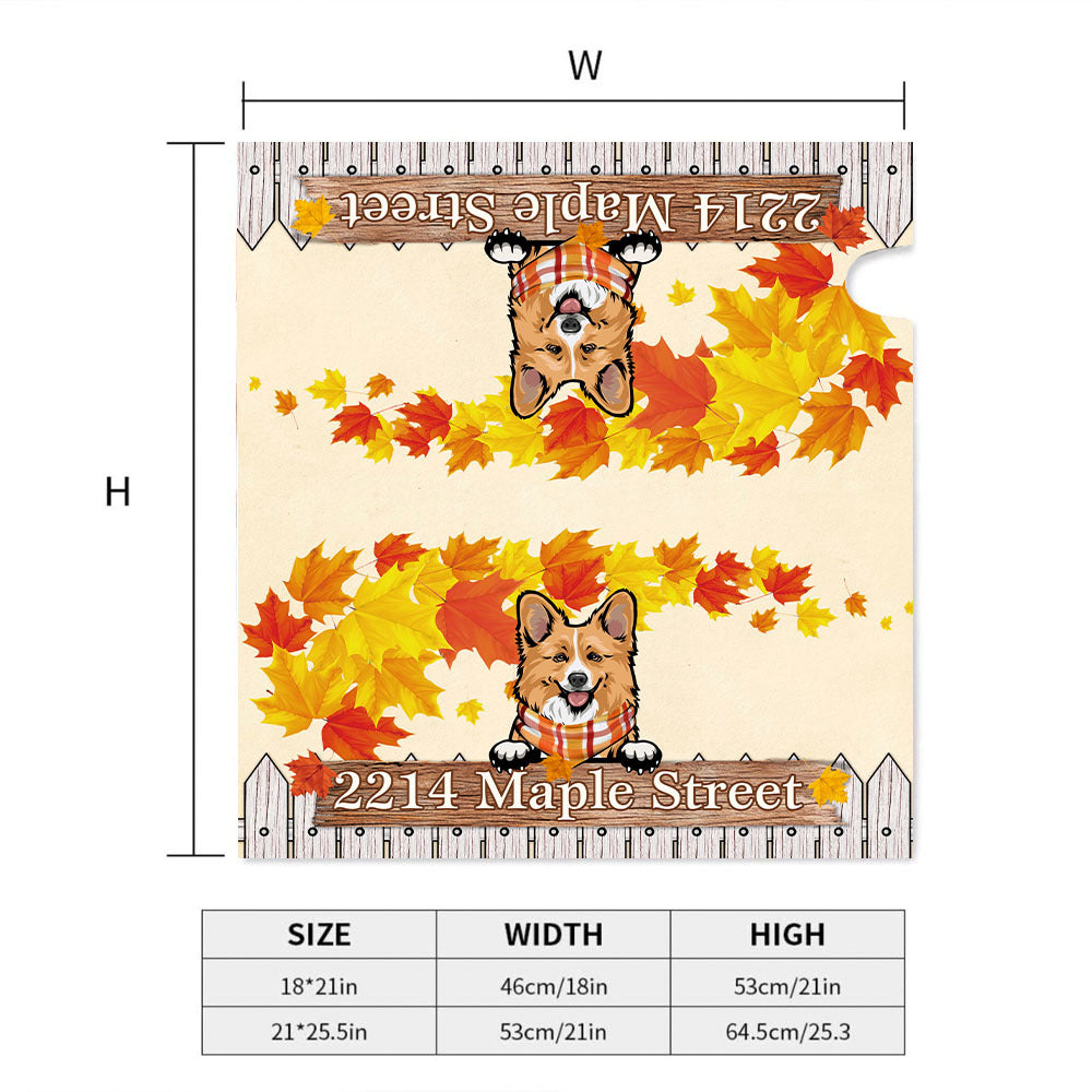 Personalized Mailbox Cover- Gift For Dog Cat Lovers- Hello Fall Maple Leaves