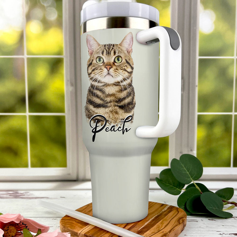 Personalized 40oz Tumbler - Gift For Pet Lovers - Dog Cat Portrait Photo