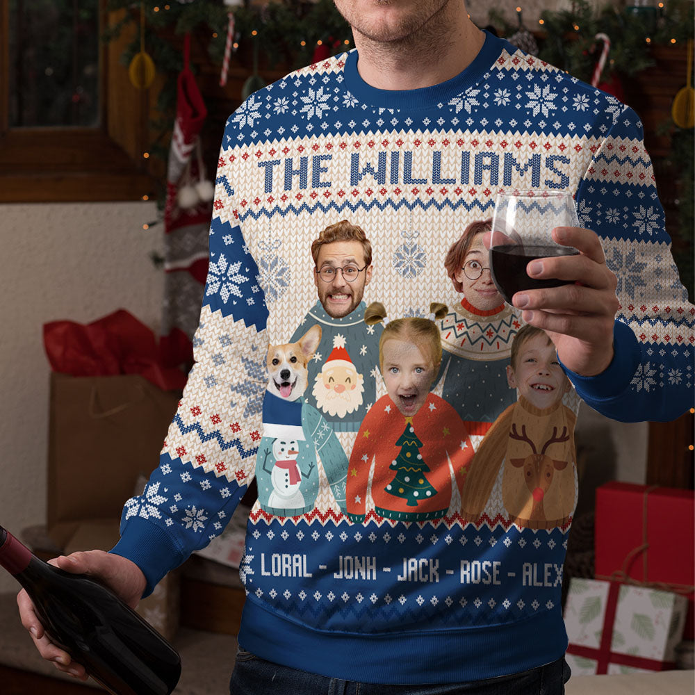 Personalized Ugly Christmas Sweater - Christmas Gift For Family - Funny Family Photo