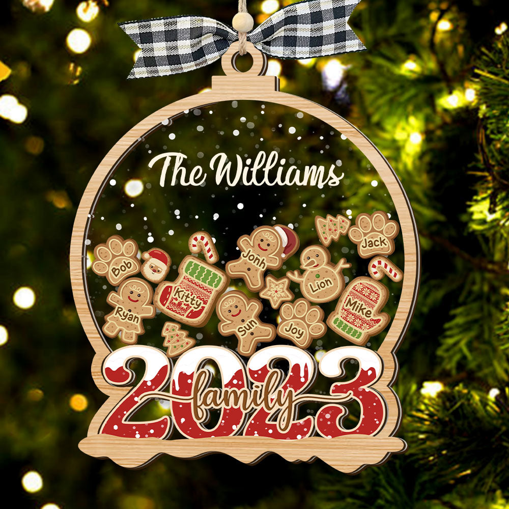 Personalized Shaker Ornament - Christmas Gift For Family - Family 2023 With Gingerbreads