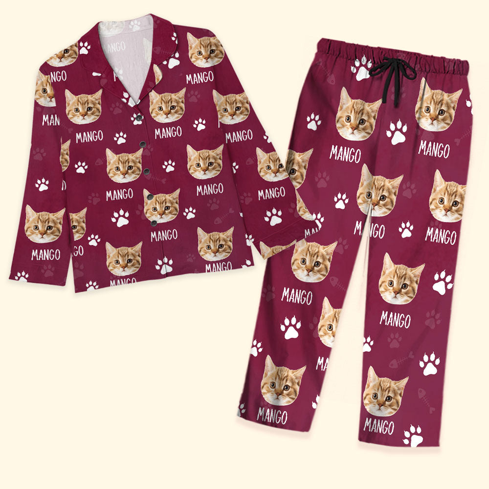 Custom Paws With Dog Cat Photo Pajamas Set, Pet Lover Gift