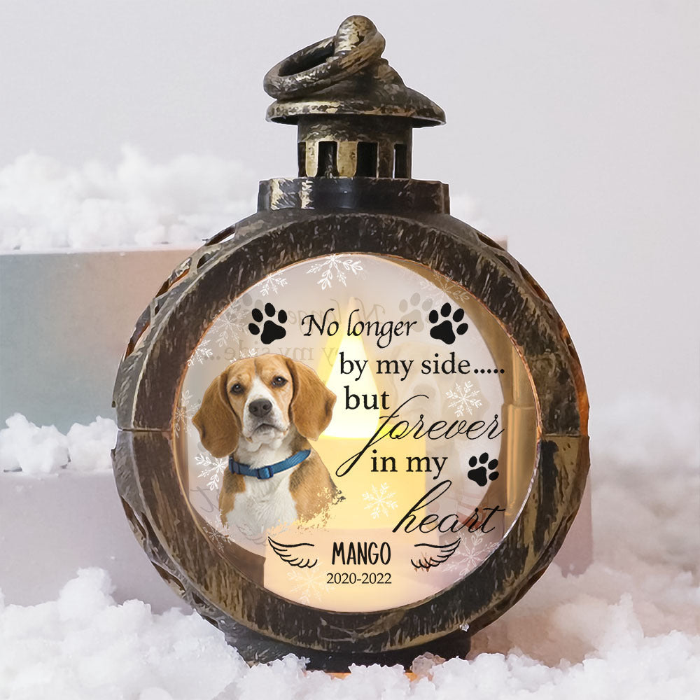 Custom No Longer By Our Side Pet Memorial LED Light Ornament, Memorial Gift