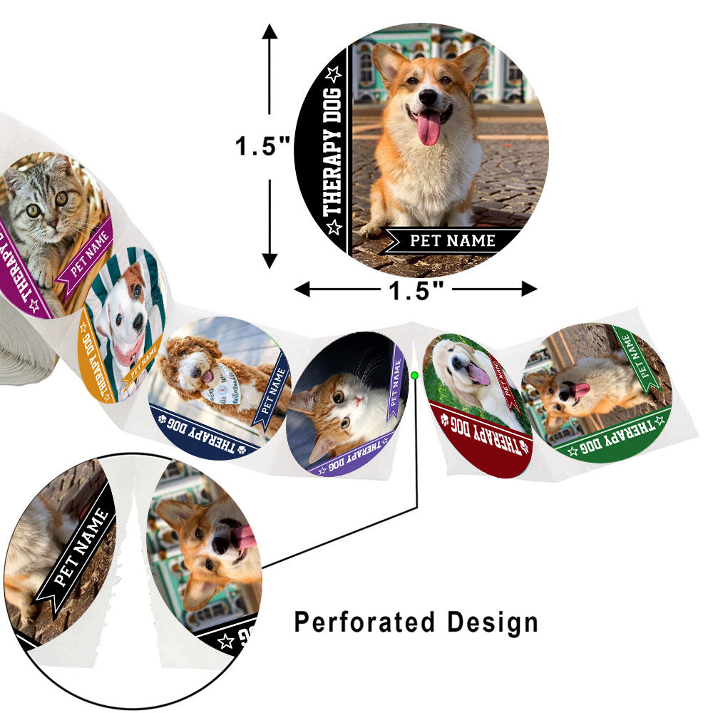 Personalized Dog Photo Perforated Roll Stickers, Dog Cat Belongings Labels