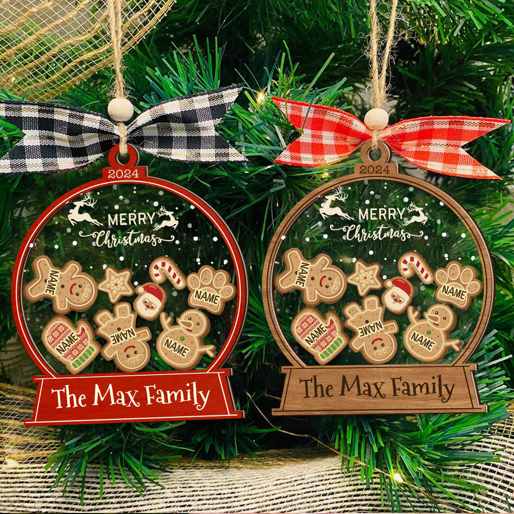 Personalized Shaker Ornament - Christmas Gift For Family - Happy Gingerbread Family