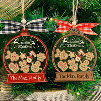 Thumbnail for Personalized Shaker Ornament - Christmas Gift For Family - Happy Gingerbread Family