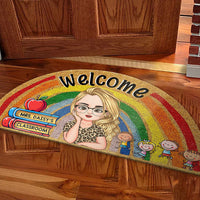 Thumbnail for Custom Welcome Teacher Rainbow Shaped Doormat, Gift For Teacher