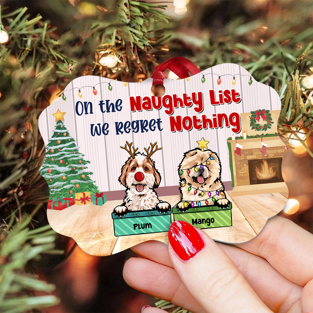 On The Naughty List Personalized Dog Christmas MDF Ornament, Customized Holiday Ornament