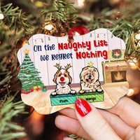 Thumbnail for On The Naughty List Personalized Dog Christmas MDF Ornament, Customized Holiday Ornament