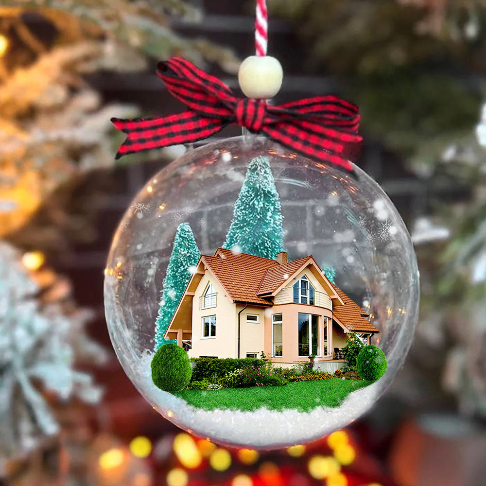 Personalized 3D Acrylic Ball Ornament - Christmas Gift For Family - New Home New Beginnings House Photo