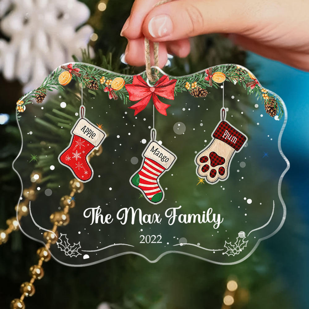 Custom Christmas Stockings Hanging Family Printed Acrylic Ornament, Christmas Gift