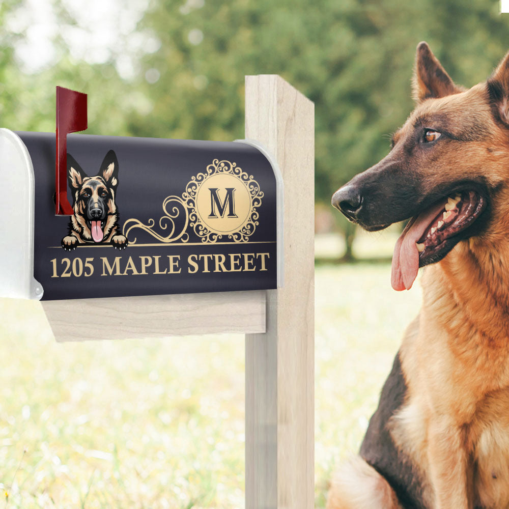 Elegant Family House Number Mailbox Cover With Address, Dog Lover Gift