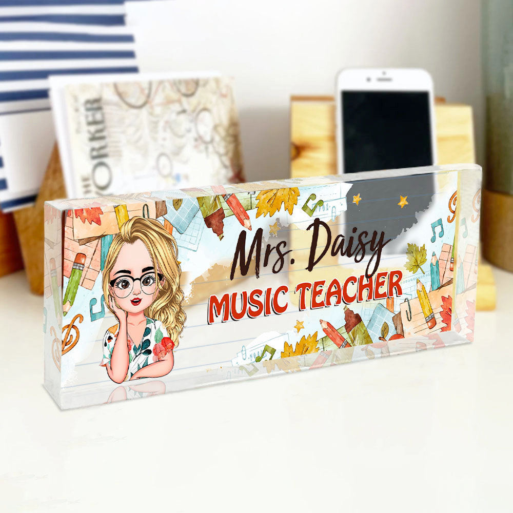 Custom Happy Teacher Name Acrylic Desk Name Plate, Gift For Teacher