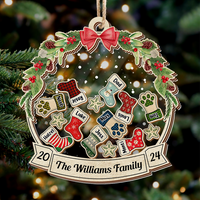 Thumbnail for Personalized Shaker Ornament - Christmas Gift For Family - Christmas Wreath With Stoking Names