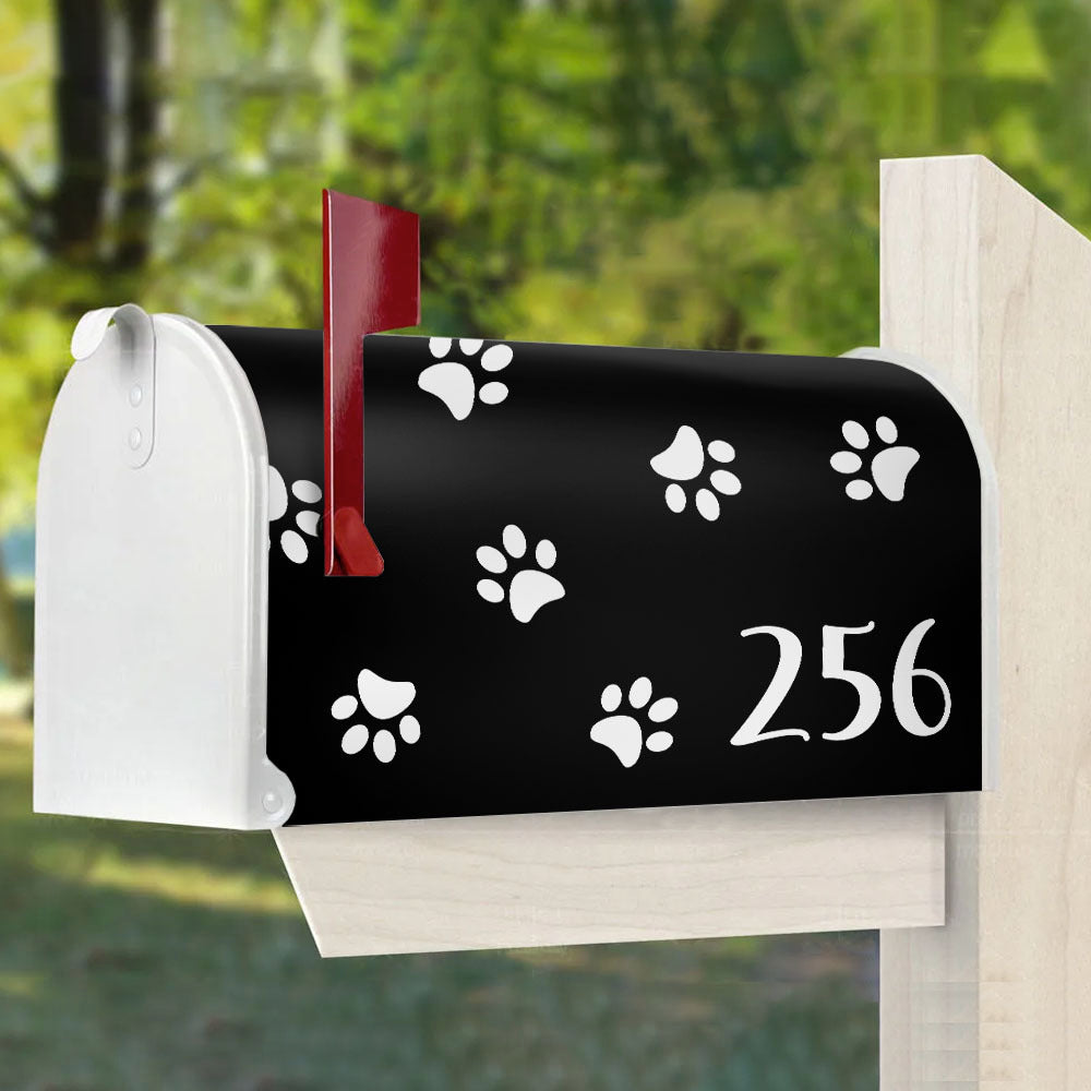 Paw Prints With Photo House Number Mailbox Cover, Pet Lover Gift