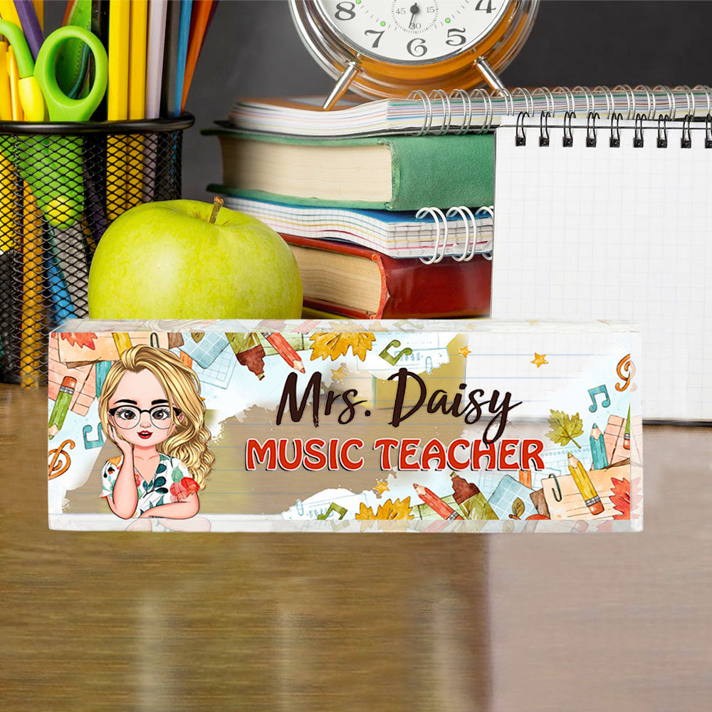 Custom Happy Teacher Name Acrylic Desk Name Plate, Gift For Teacher