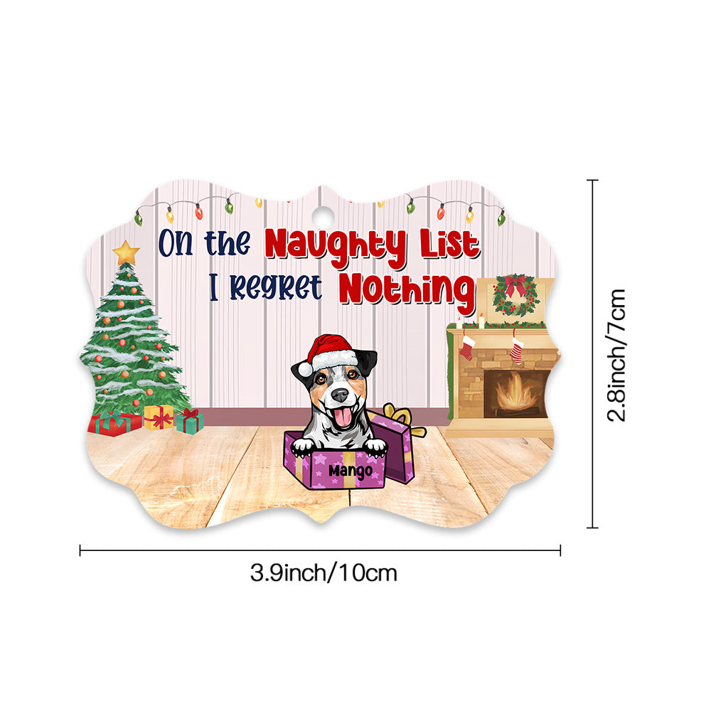 On The Naughty List Personalized Dog Christmas MDF Ornament, Customized Holiday Ornament